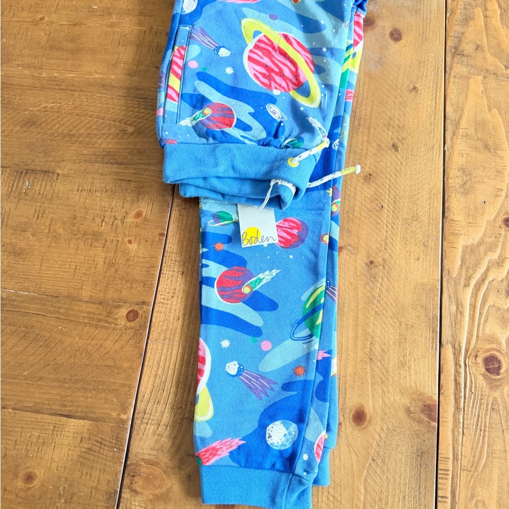 Mini Boden Blue Planet Print Kids Joggers